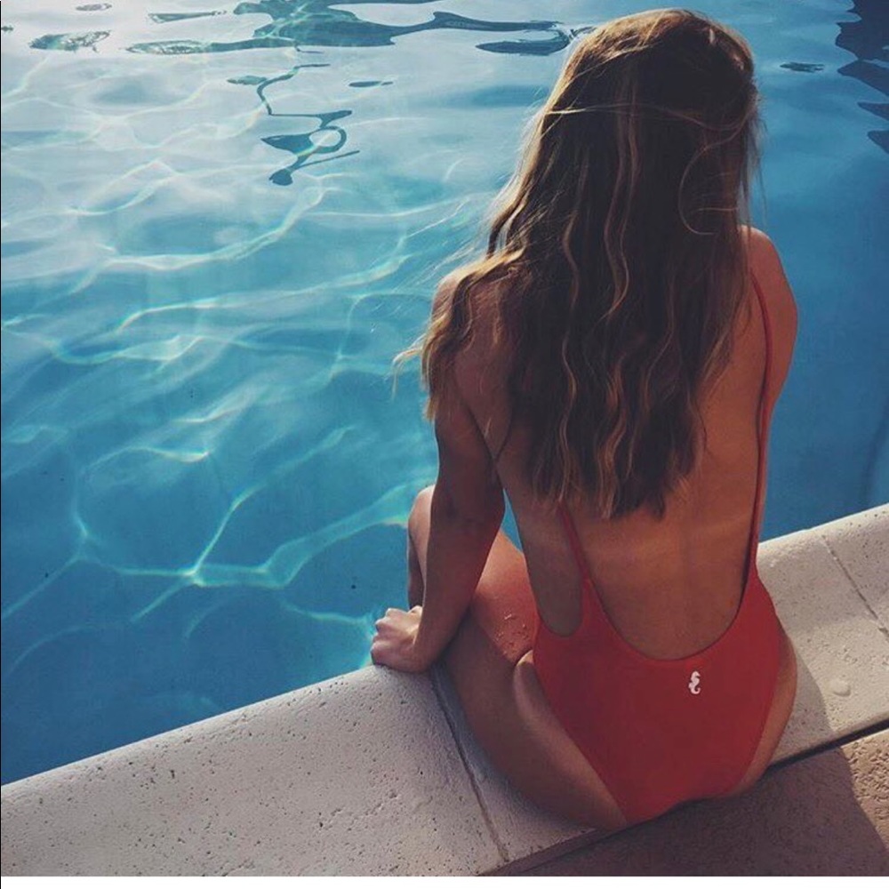 SunnyCo Clothing famous red one piece swim suit